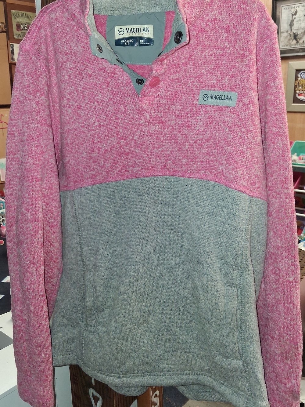 Magellan Outdoors Women's Pink and Gray Two-Tone Pullover